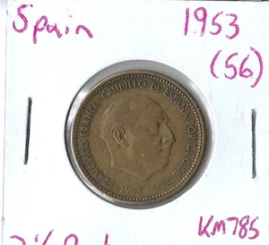 Coin Spain 2 1/2 Pesetas 1953 (56) KM785 - Picture 1 of 3