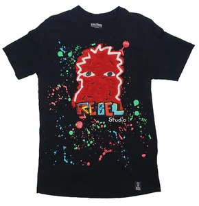 Rebel Minds Youth T-Shirt Black Paint Splatter Chenille Graphic L 14/16 Flaws - Picture 1 of 18