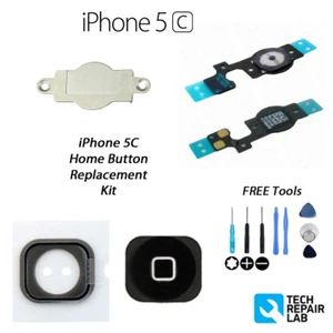 NEW Replacement Complete Home Button Repair Kit with Tools For iPhone 5C - BLACK - Picture 1 of 5