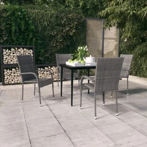 vidaXL 5 Piece Garden Dining Set Grey and Black - Picture 1 of 8