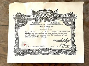 1928 British Red Cross Society INVALID & CAMP COOKERY Examination Certificate - Picture 1 of 4