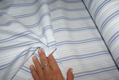 Blue & White Cotton Stripe Fabric, Multi Colour Detail, 147cm Wide, Per Metre - image 1 of 4