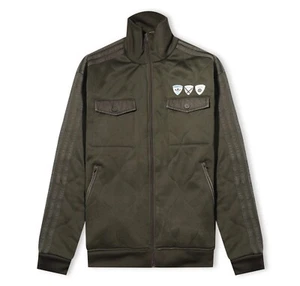 Adidas Quilted Track Jacket L Khaki Green Army Style Bomber Track Top - Picture 1 of 15