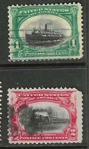 Sc #294 & 294 EFO Very Low Ship Slow Train Pan Am 1 & 2 Cent US 5E57 - Picture 1 of 2