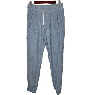 Athleta Cabo Linen Jogger Pants Womens Size 8 Blue Drawstring Pockets 530642 - Image 1 of 4
