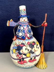 Disney Traditions Snowman Jim Shore Old Fashioned Holiday Mickey Minnie Skating - Picture 1 of 6