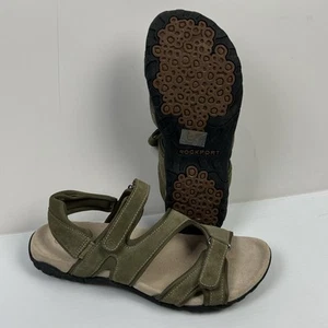Rockport  Womens Sandals US 7.5 W Green Suede Leather Slingback Adjustable - Picture 1 of 13