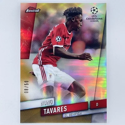 2019-20 Topps Finest Nuno Tavares Rookie RC Gold 8/50 Benfica Arsenal SS Lazio - Image 1 of 2