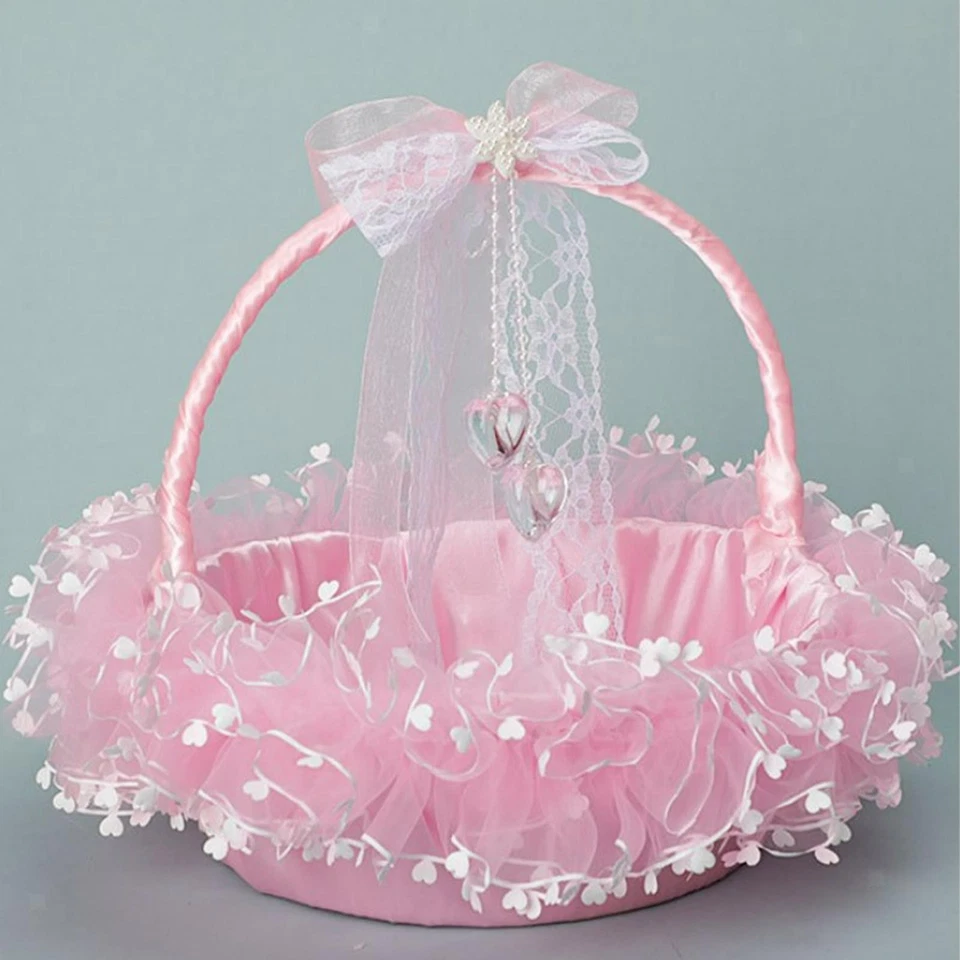 Cesta de flores de boda decoraciones flor niña cesta para fiesta aniversario Foto 1 de 1