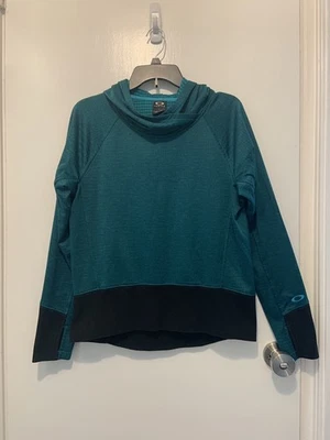 Top deportivo Oakley para mujer negro azulado con capucha cuello capucha talla grande Foto 1 de 4