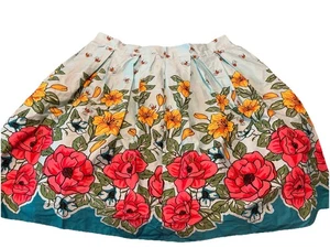 Falda plisada de cintura alta vintage con estampado floral retro de algodón para mujer 2XL, CB31 - Imagen 1 de 5