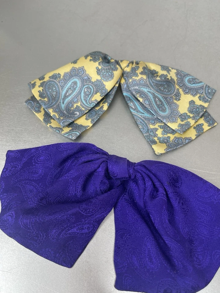 Juego de 2 lazos broche prendedor vintage de mujer diseño de cuerno de furgoneta 100 % seda años 80’s Foto 1 de 4