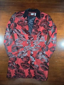 Chaqueta Blazer De Colección Newport News Para Mujer 4 Rojo Negro Floral Brocado Y2k Años 90 - Imagen 1 de 11