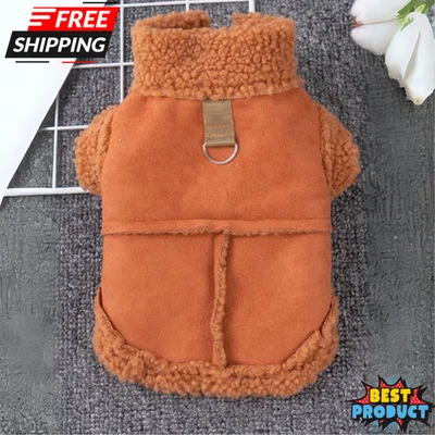 Cálido Abrigo para Mascotas Chaqueta Marrón A Prueba de Viento Sherpa Polar Acolchado Gatos y Perros Chaqueta Abrigo Foto 1 de 4