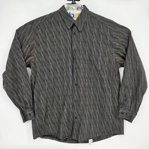 Jhane Barnes Shirt Mens Large Black Gray Button Up Long Sleeve Japan Fabric - Picture 1 of 10