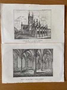 ENGRAVING 1832 Interior LADY CHAPEL + S.E View ST SAVIOURS SOUTH SOUTHWARK - Picture 1 of 2