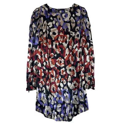 Vestido de cóctel Andrew Marc mezcla de seda estampado de leopardo negro gris multicolor talla 6 Foto 1 de 4