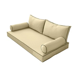 S2 Twin Size 5PC ContrastPipe Outdoor Daybed Mattress Cushion Complete Set AD103 - Picture 1 of 13