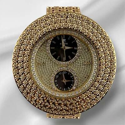 IceTime KING Yellow 50mm Men's Yellow Gold Steel Watch Iced 2.00ct Diamonds - Image 1 of 4