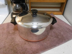 1997 REVERE WARE USA 4 1/2 Qt. Stock Pot & Lid Stainless/Copper Clad EXTRA NICE! - Picture 1 of 4