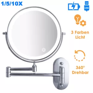 Makeup mirror with LED lighting cosmetic mirror light illuminated 1/5/10x - Picture 1 of 17