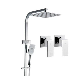 Cefito 10'' Rain Shower Head Set Handheld Square High Pressure Twins Tap Chrome - Picture 1 of 8