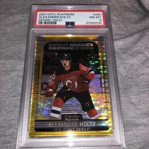 2021-22 OPC Platinum Seismic Gold 10/50 Alexander Holtz #280 PSA 8 RC Jersey # - Bild 1 von 2