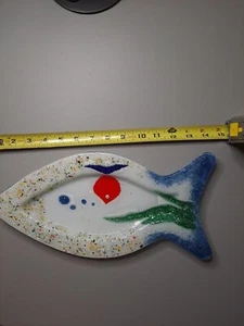 Art Glass Vintage  Fish Bowl Candy Trinket Dish Abstract Multicolored  - Picture 1 of 3