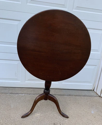 Antique 1850s Cherry Tilt Top Tea Accent Dessert Table Serpent Snake Foot- AS IS Cover