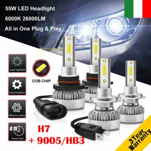 110W H7 & 9005/HB3 26000LM Auto LED Fari Lampadine Xenon Bianco 6000K 2 Coppie - Imagen 1 de 12
