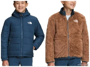 THE NORTH FACE Boys Reversible Mount Chimbo Full Zip Hooded Jacket Navy 12 - Picture 1 of 19