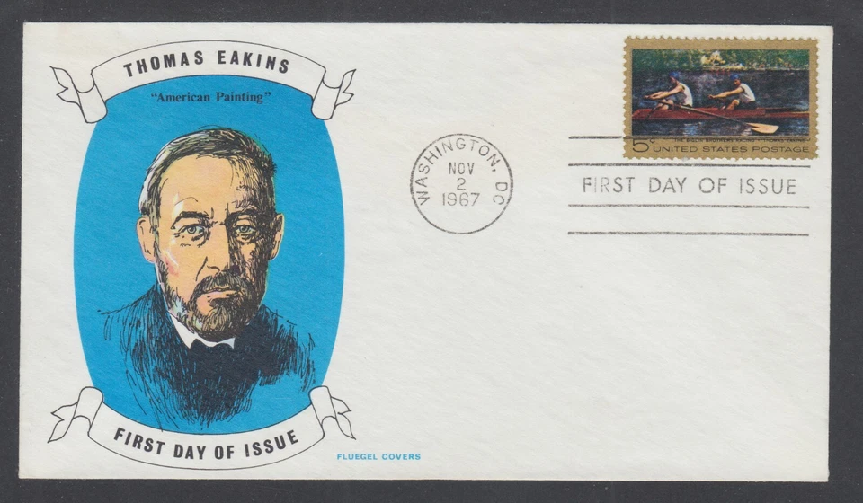 US Planty 1335-15 FDC. 1967 5c Thomas Eakins, Fluegel cachet, unaddressed - Image 1 of 1