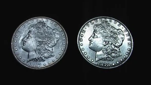 2 MORGANS 1887 P--1878 p GEM MORGAN SILVER DOLLARS AU + - Picture 1 of 6