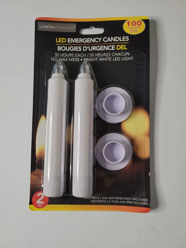 Emergency White LED Candles 5”H X 0.75”D 100 Hours Requires Batteries 2/Pk - Image 1 of 1