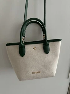 MARCS- Crossbody Bag - Natural Cotton / Hemp/ Green Trim - Picture 1 of 11