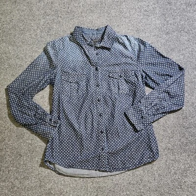 Camisa J Crew Top Para Mujer 8 Azul Denim Jean Punteado Manga Larga Botones Informal Foto 1 de 4