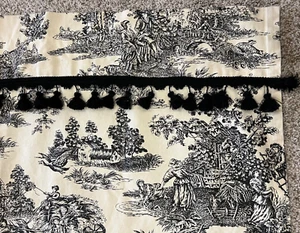2 in 1 Waverly curtain panel (Sewn Together) Black Toile Cottage Granny Core - Picture 1 of 6