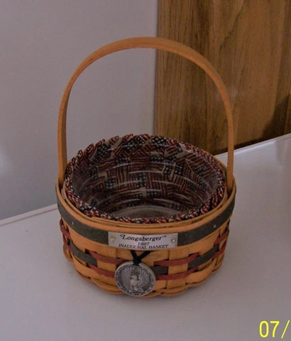 Longaberger 1997 Inaugural Basket with American Flag Fabric Liner & Protector Cover