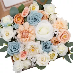 2 Box Dusty Blue Artificial Flowers DIY Wedding Bouquets & Cake Floral Decor - Picture 1 of 7