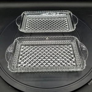 "Set di 2 piatti da portata mirtillo ancoraggio Wexford vetro trasparente 9,75""x5""x1" - Foto 1 di 9
