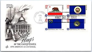 U.S. FIRST DAY COVER STATE FLAGS OF THE UNITED STATES BICENTENNIAL ERA (1) 1976 - Picture 1 of 2