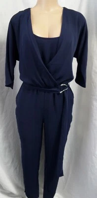 WHITE HOUSE  BLACK MARKET OFFICER BLUE SURPLICE JUMPSUIT SIZE: 2 NWT $150 NWOT - Image 1 of 4