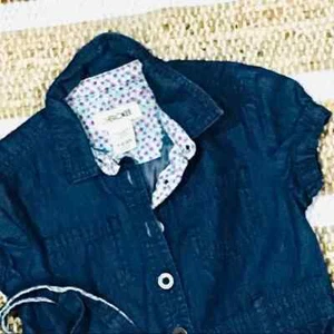 Denim swing style school dress girl 6 chambray navy blue denim button up - Picture 1 of 3