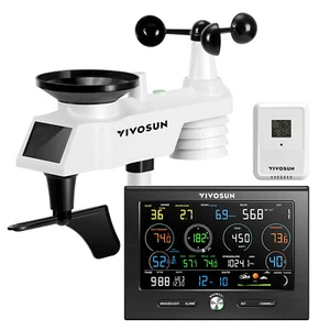 VIVOSUN 18-in-1 Wi-Fi Weather Station w/ Outdoor Sensor 7.6" Color Display - Picture 1 of 7