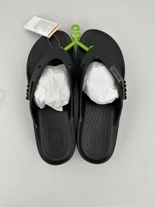 US Men's Size 13 - Crocs All Terrain Flip Flops Sandles Black NEW 207712-001 - Picture 1 of 14