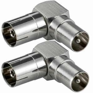 2 x Coax Male to Female Angle 90°Degree Right Angle TV RF Aerial Cable Adapter - Picture 1 of 1