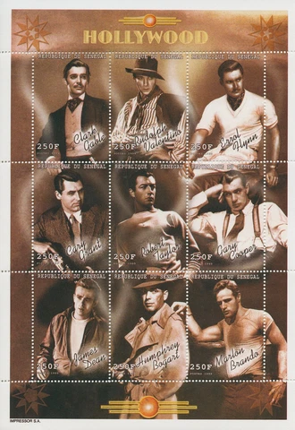 Hollywood Stars Stamps Senegal 1999 MNH Clark Gable James Dean Brando 9v M/S II Cover