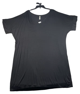 24 Seven 束腰连衣裙女式大码 3X 黑色 Vneck Dolman 袖全新休闲 — 第 1/4 张图片