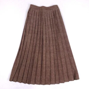 Vintage Brown Pleated Midi Skirt High Waist Lined Twead Dark Academia XS 0–2 - Picture 1 of 7