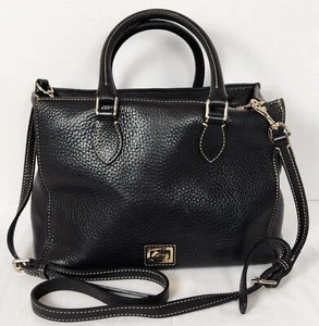 Dooney & Bourke Pebble Grain LG Black Crossbody 2 Handles Satchel Handbag *Read - Picture 1 of 23